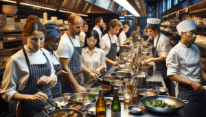 Article de blog, JobXtra.be Une cuisine animée dans un restaurant de Bruxelles pendant les heures de pointe est remplie d'une équipe de travailleurs dévoués. L'équipe est un mélange d'individus qui apportent leurs origines uniques dans l'assiette : une chef cuisinière africaine se concentre sur la préparation du plat principal, un sous-chef européen prend en charge les sauces. Un serveur asiatique transgenre coordonne les échanges entre la cuisine et la salle à manger, conversant couramment en néerlandais. À l'écart, un plongeur hispanique nettoie méticuleusement les ustensiles. Ensemble, ils travaillent tous de manière fluide pour offrir une expérience gastronomique mémorable.